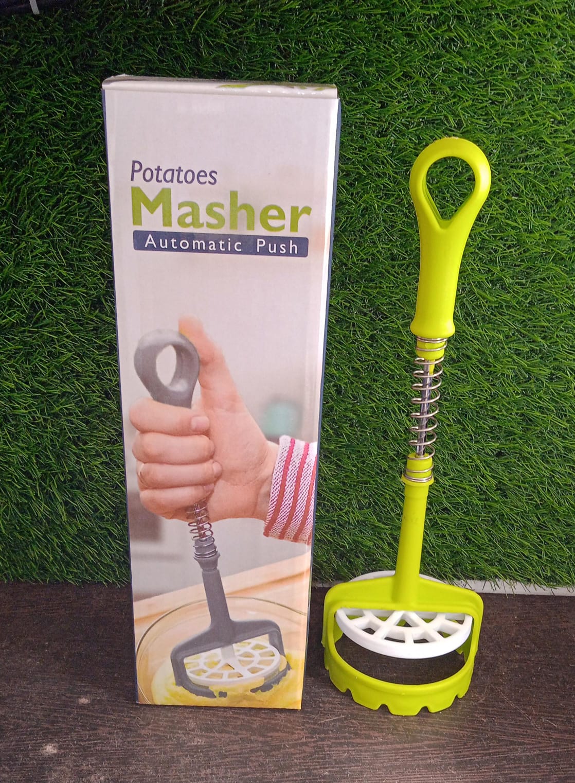 5768 Multi Functional One-Handed Plastic Manual Mashed Potatoes Masher, Mash Sweet Potato Masher with Comfort Grip and Stainless-Steel Spring Design for Nonstick Pans (1 Pc) 5768 Multi Functional One-Handed Plastic Manual Mashed Potatoes Masher, Mash Sweet Potato Masher with Comfort Grip and Stainless-Steel Spring Design for Nonstick Pans (1 Pc)